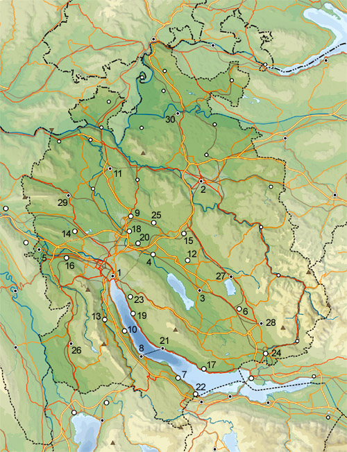 Ortschaften im Kanton Zürich (c) Wikipedia:Tschubby